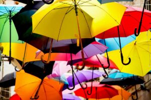 colorful umbrellas Photo by Engin Akyurt